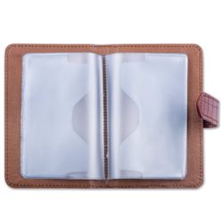 GALANT / Business card holder / single-row card holder "Contract", for 24 cards, crocodile skin imitation, fastener, brown
