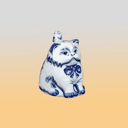 Галактика г.Гжель / Piggy bank "Cat with a bird"