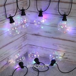 Kaemingk / Neptune light string, 10 lights, multicolor micro LED, flickering, 4.5 m, black PVC, connectable, IP44