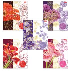 HATBER / Notebook А5, 48 sh., Staple, cage, 3D foil, "Painted Flowers" / 10 pcs.