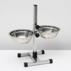 Пижон / Dude / Stand with bowls, 2 x 700 ml, height 40 cm, dismountable with upper fixation, chrome