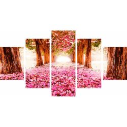 Опт-картина / Polyptych Pink leaves