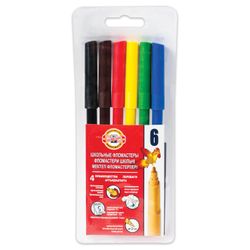 Pens KOH-I-NOOR, 6 colors, washable, triangular, plastic packaging, Euro slot