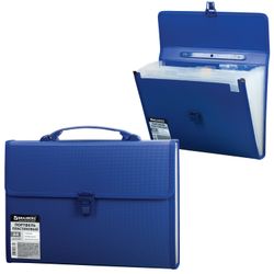 Portfolio A4 plastic BRAUBERG (332х245х35 mm), 13 offices, with trim, index labels, blue