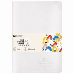 BRAUBERG / Notebook 60 l. in line leatherette cover SoftTouch, stitching, B5 (179x250mm), WHITE, RAINBOW / 2 pcs.