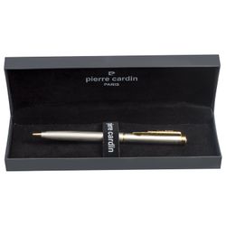 Gift ball pen Pierre Cardin "Gamme", chassis in silver, brass, gold details, blue