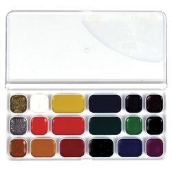 Aquarelle LUCH "Prestige" 18 Farben (16 Farben + 1 Gold + 1 Silber), Honig, kein Pinsel, Plastikbox