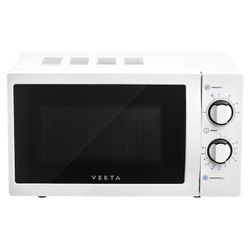 VEKTA MS720BHW microwave oven, 20 litre volume, 700 watt power, mechanical control, timer, white