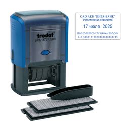 TRODAT / Self-typesetting dater, 4 lines + date, imprint 50x30 mm, blue, 4729, cash registers included