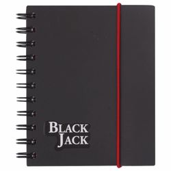 BRAUBERG / Bloco de notas "Black Jack" PEQUENO FORMATO 150 folhas A6, 105x148 mm, pente lateral, elástico, capa de plástico, gaiola