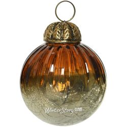 Kaemingk / Vintage Weihnachtskugel Ardennen 7,5 cm Bernstein, Glas