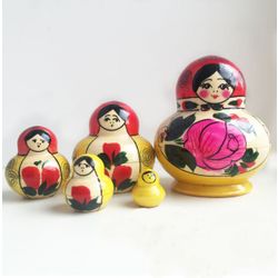Хохлома Оптом / Matryoshka traditional "Flashlight" 5 dolls