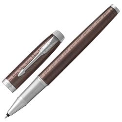 Rollerball pen PARKER "IM Premium Brown CT", building brown engraved, chrome-plated parts, black