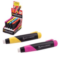 Eraser BRAUBERG "Blaster", 112х21х24 mm, white, extendable, thermoplastic rubber, plastic holder assorted