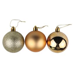 ЗОЛОТАЯ СКАЗКА / Christmas balls SET 6 pieces, plastic, 8 cm, DARK GOLD (gloss, matte, glitter)