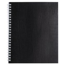HATBER / Notebook bumvinyl, A5, 96 sheets, comb, offset No. 1, cage, BLACK Metallic / 8 pcs.