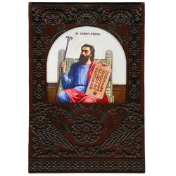 Vernissage of History / Icon-khachkar "Saint Mesrop Mashtots" in a carved frame, 21 x 14.5