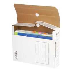 Archival box with flap A4 (260х325 mm), 75 mm, up to 700 sheets, micro corrugated Board, WHITE, STAFF
