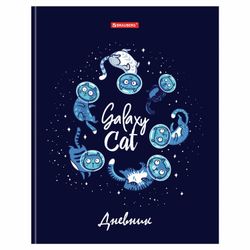 BRAUBERG / Diary 5-11 grade 48 l., Hard, glossy lamination, with a tip, "Cat and space" / 10 pcs.