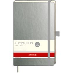 Brunnen / Блокнот Компаньон Металлик, на резинке, 80 гр/м2, точка, 12.5 х 19.5 см, 96 листов Серебряный металлик