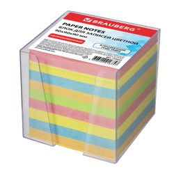 BRAUBERG / Block for notes in a transparent stand, cube 9x9x9 cm, color