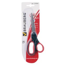 Forbici BRAUBERG "Office", 160 mm, manici gommati, rosso-nero, affilatura su 2 lati, blister