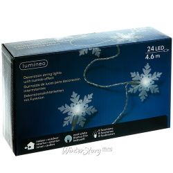 Kaemingk / LED string Snowflake 4.6 m, 24 cold white LED lamps, transparent PVC, controller, IP44