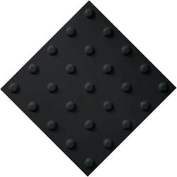 Tactile polyurethane tile, linear arrangement of cones, black, 300x300x4 mm