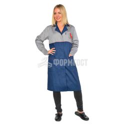 Dressing gown "Megapolis" female, gray + blue