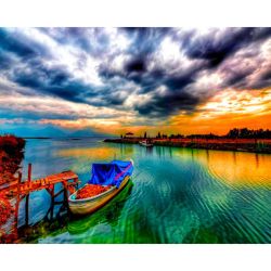 Опт-картина / Pintura por números Barco de 40x50 en el muelle de la tarde