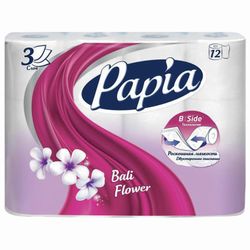PAPIA / Toilet paper for household Balinese flower 3-layer (12x16.8 m), solder 12 pcs.