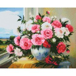 Опт-картина / Mosaico diamante, 40x50, strass quadrati Bouquet in un vaso