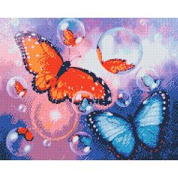 Опт-картина / Mosaico de diamantes, 40x50, borboletas quadradas de strass
