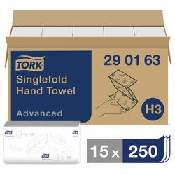 TORK / Paper towels System H3 Advanced 2-ply white, 250 pcs., 25x23, ZZ (V), set of 15 pcs.