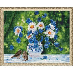 Опт-картина / Khảm kim cương 40x50, kim cương giả Hoa đồng cỏ