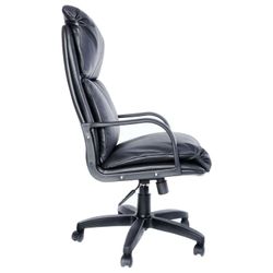 Office chair "Nadir", leather, monolithic frame, black K-01