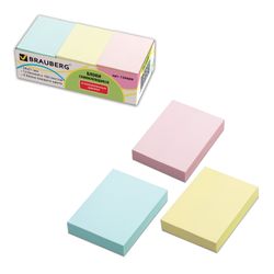BRAUBERG / Self-adhesive blocks (stickers) PASTEL 38x51 mm, 100 sheets, SET 12 pcs., 3 colors