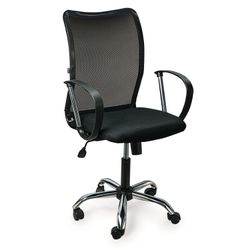 Armchair BRABIX "Spring MG-308", with armrests, chrome, black fabric TW
