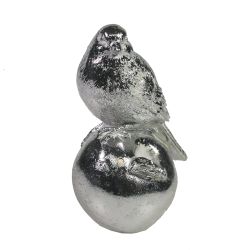 Ремеко / Figura decorativa "Uccello su mela" (argento) L6,5W8H12,5
