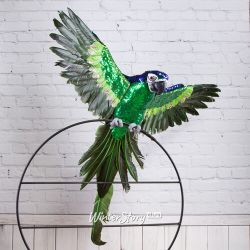 Kaemingk / Figura decorativa Pappagallo imperiale Diego 70 cm blu smeraldo