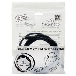 CABLEXPERT / Type-C-MicroUSB 3.0 Cable, 1.8 m, for connecting portable devices and peripherals, CCP-USB3-mBMCM-6