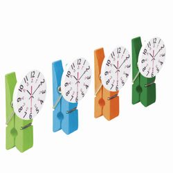 Deko-Wäscheklammern "Uhr", 4 Stück, 3,5 cm, sortiert, INSEL DER SCHÄTZE