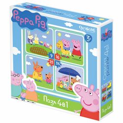 Puzzle Peppa Pig "On vacation", "4 in 1", 9-16-25-36 elements, ORIGAMI
