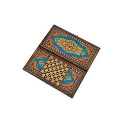 GamesDealer / Tavla + Dama "Suriye Mavisi" büyük (Rusya, ahşap, 60x30x4 cm)