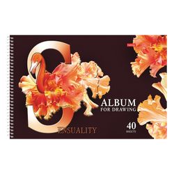 HATBER / Album for drawing "Beautiful birds" (5 types), 40 sheets of A4, 205x300, spiral, hot stamping, foil