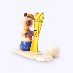 Богородская игрушка / Wooden souvenir "Bear with skis"
