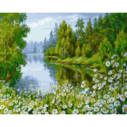 Опт-картина / Sayılara göre boyama 40x50 Göl kenarında Papatyalar