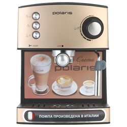 Coffee maker carob POLARIS PCM 1527E, 850 W, volume 1.5 liters, 15 bar, hand capuinator, beige