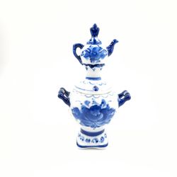 Samovar with teapot, souvenir gzhel, 20 cm