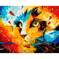 Опт-картина / Pintura por números 40x50 gato brilhante